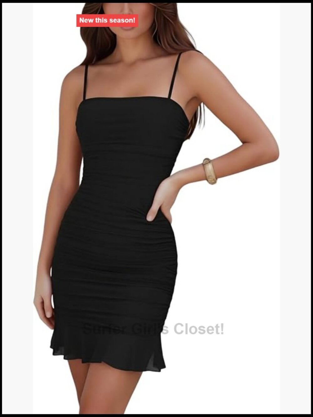 Women's Sexy Ruched Bodycon Mini Dress Mesh Long Sleeve Ruffle Hem Club